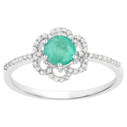 Zambian Emerald Ring With Diamonds 0.52 Carats 14K White Gold