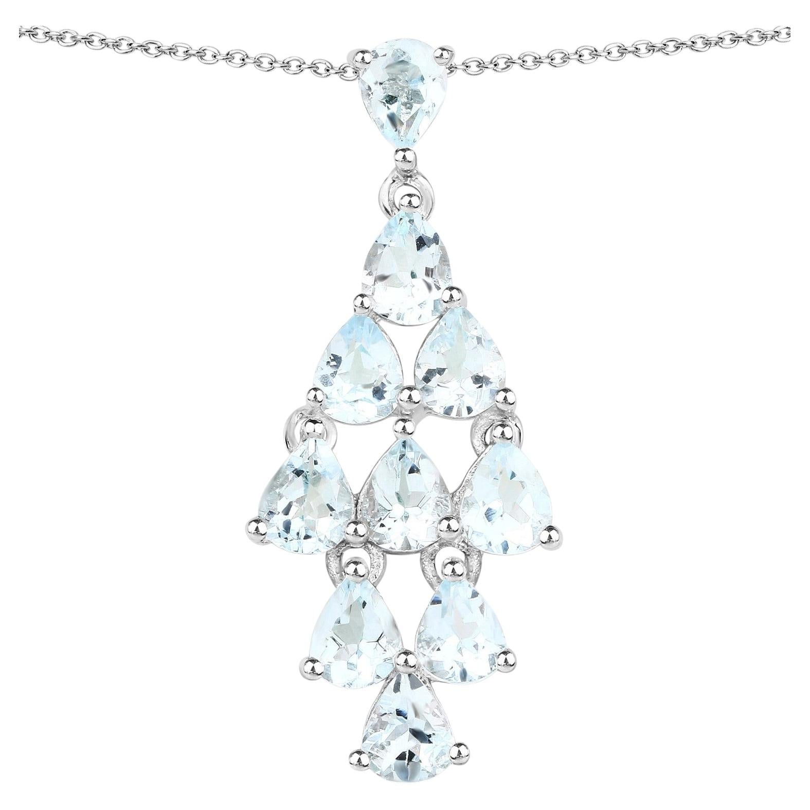 Aquamarine Pendant 2.18 Carats Sterling Silver