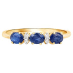 Blue Sapphire Ring With Diamonds 0.66 Carats 10K Yellow Gold