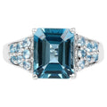 London Blue Topaz Ring With Swiss Blue Topaz 4.36 Carats Sterling Silver
