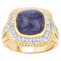 Tanzanite Ring With White Topaz 6.58 Carats Gold Plated Silver