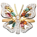 Natural Multicolor Tourmaline Butterfly Ring 1.39 Carats Gold Plated Silver