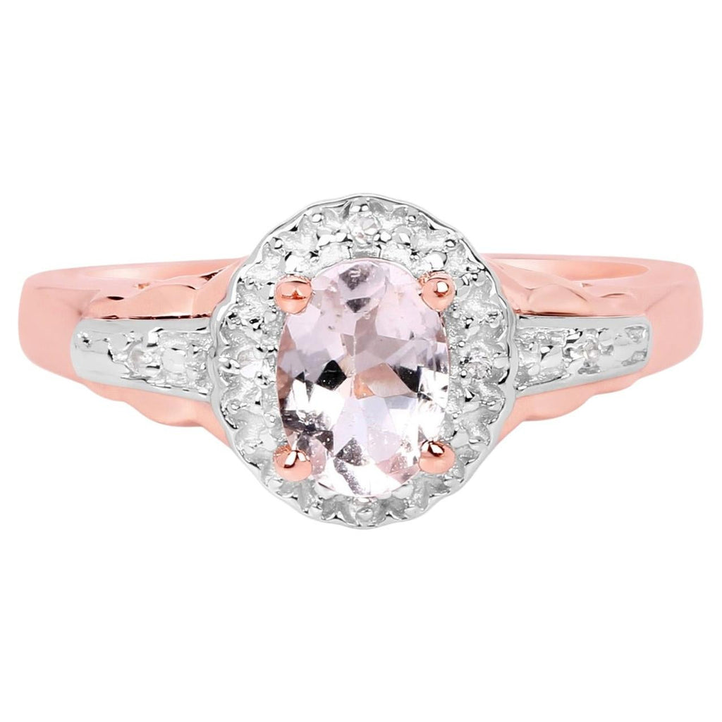 Morganite Ring With White Topaz 0.7 Carats Gold Plated Silver