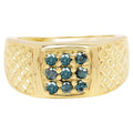 Blue Diamond Ring 0.34 Carats Gold Plated Silver