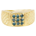 Blue Diamond Ring 0.34 Carats Gold Plated Silver
