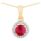 Ruby Pendant With Diamonds 0.6 Carats 14K Yellow Gold