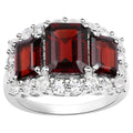 Garnet Ring With White Topaz 6.5 Carats Sterling Silver