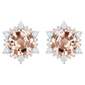 Morganite Stud Earrings With Diamonds 1.3 Carats 14K Rose Gold