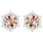 Morganite Stud Earrings With Diamonds 1.3 Carats 14K Rose Gold