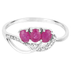 Ruby Knot Ring With Diamonds 0.68 Carats 14K White Gold