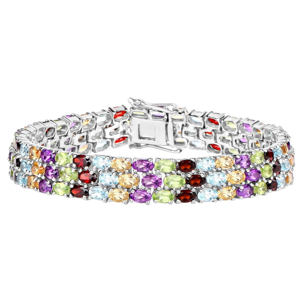 Natural Mixed Gemstones Bracelet 23.6 Carats Sterling Silver