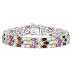 Natural Mixed Gemstones Bracelet 23.6 Carats Sterling Silver