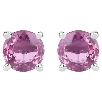 Pink Sapphire Stud Earrings 1.29 Carats 10K White Gold