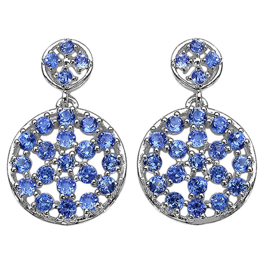 Natural Tanzanite Earrings 2.9 Carats Sterling Silver