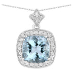 Aquamarine Pendant With Diamonds 3.26 Carats 14K White Gold