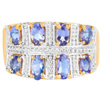 Tanzanite Ring 1.64 Carats Gold Plated Silver