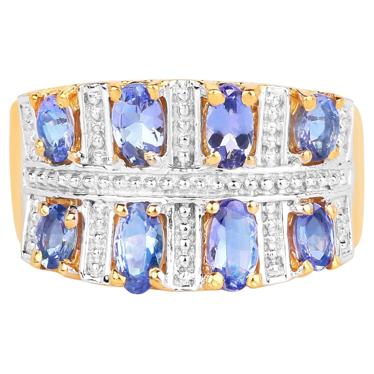 Tanzanite Ring 1.64 Carats Gold Plated Silver