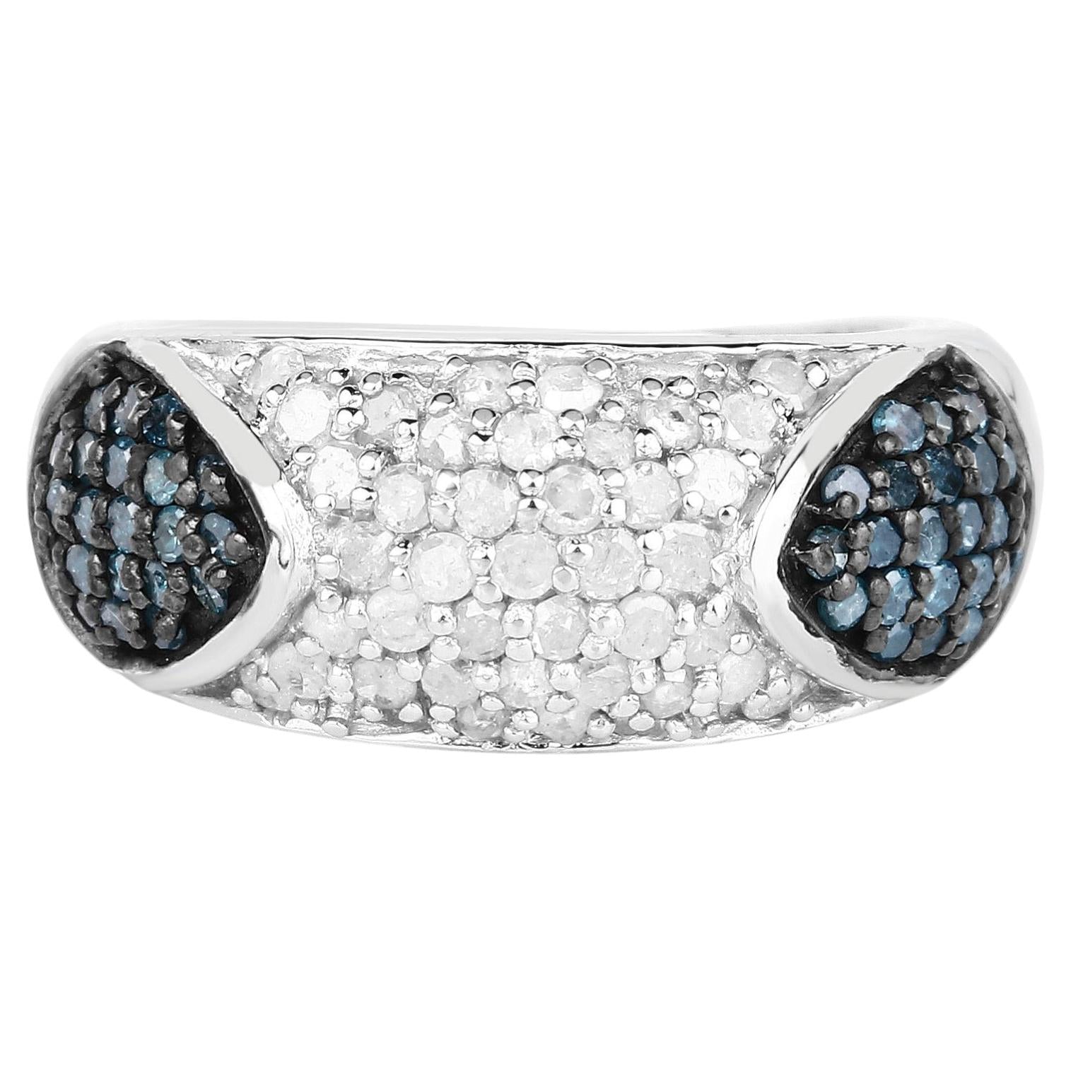 Multicolor Diamond Ring 0.92 Carats Sterling Silver