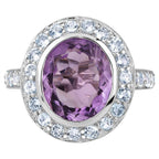 Amethyst Ring With Blue Topaz 4.74 Carats Sterling Silver