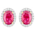 Ruby Earrings Diamonds 1.95 Carats 14K Yellow Gold