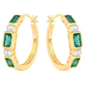 Natural Emerald Earrings With White Topaz 2.34 Carats Gold Plated Silver