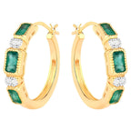 Natural Emerald Earrings With White Topaz 2.34 Carats Gold Plated Silver