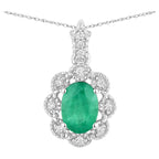 Zambian Emerald Pendant With Diamonds 0.76 Carats 10K White Gold