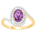 Pink Sapphire Ring With Diamonds 1.98 Carats 14K Yellow Gold