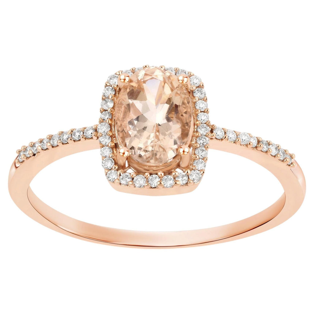 Morganite Ring With Diamonds 0.8 Carats 10K Rose Gold