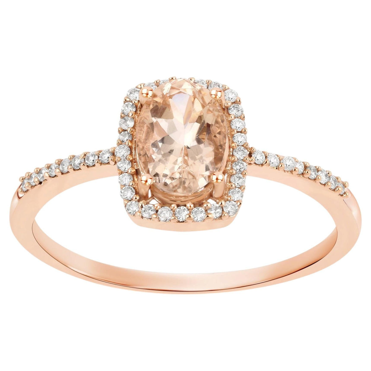 Morganite Ring With Diamonds 0.8 Carats 10K Rose Gold