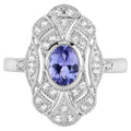 Tanzanite Ring With White Topaz 1.14 Carats Sterling Silver