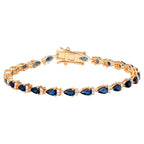 Natural Blue Sapphire Bracelet With Diamonds 5.36 Carats 14K Yellow Gold