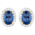 Natural Blue Sapphire Earrings With Diamonds 2.12 Carats 14K Yellow Gold
