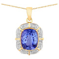 Tanzanite Pendant With Diamonds 3.04 Carats 14K Yellow Gold