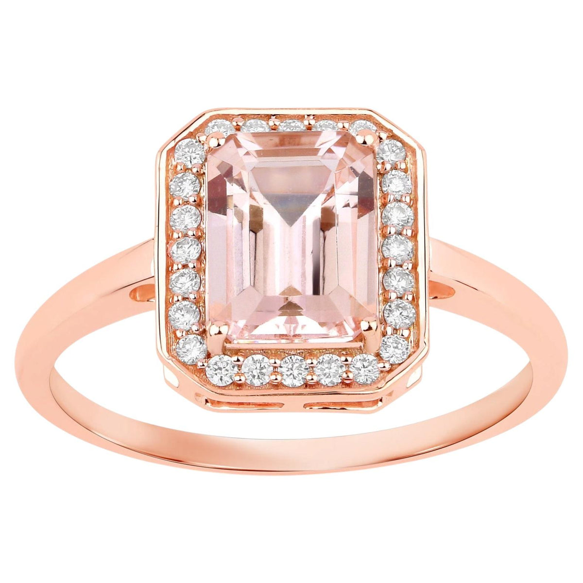 Morganite Ring With Diamonds 1.48 Carats 14K Rose Gold