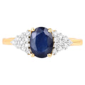 Blue Sapphire Ring With Diamonds 1.7 Carats 14K Yellow Gold