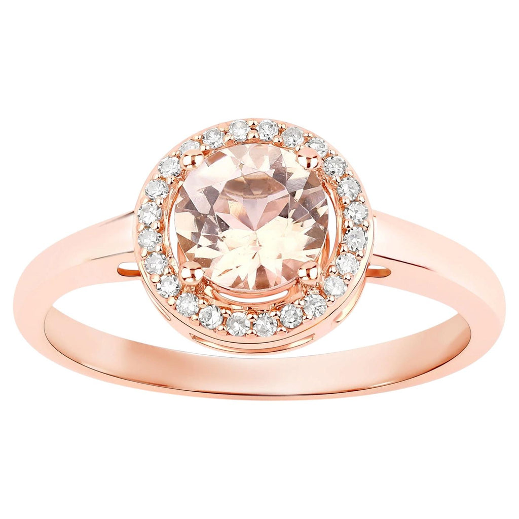 Morganite Ring With Diamonds 0.8 Carats 14K Rose Gold