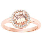 Morganite Ring With Diamonds 0.8 Carats 14K Rose Gold