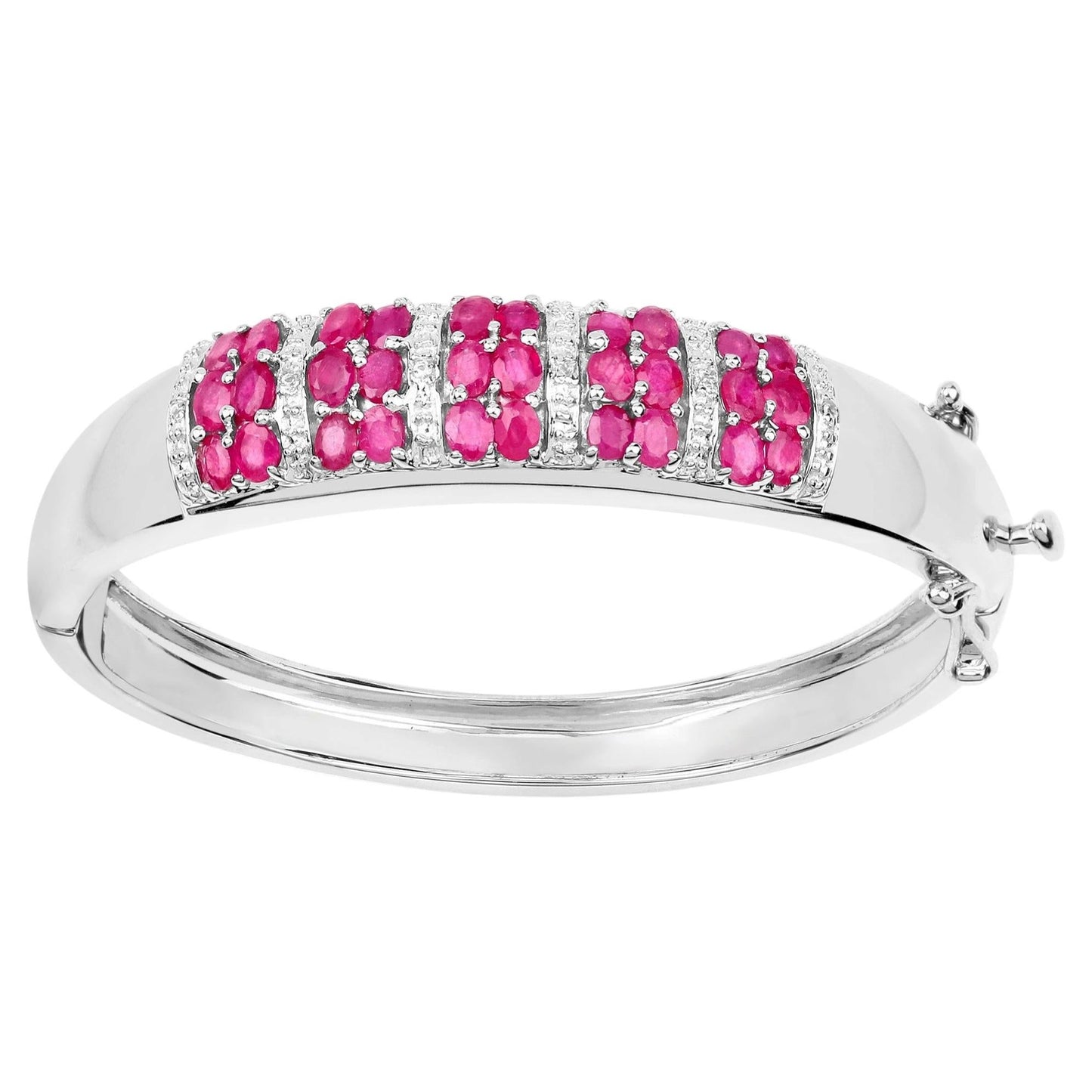 Ruby Bracelet With White Topaz 6.62 Carats Sterling Silver