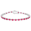 Ruby Bracelet With Diamonds 6.58 Carats 14K White Gold