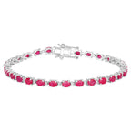 Ruby Bracelet With Diamonds 6.58 Carats 14K White Gold