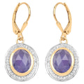 Natural Tanzanite Earrings With White Topaz 7.38 Carats Gold Plated Silver