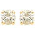 Diamond Stud Earrings 0.96 Carats 14K Yellow Gold
