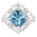 London Blue Topaz Ring With White Topaz 5.08 Carats Sterling Silver