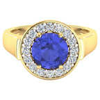 Tanzanite Ring With Diamonds 2.54 Carats 14K Yellow Gold