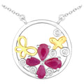 Ruby Butterfly Pendant With White Topaz 1.38 Carats Sterling Silver