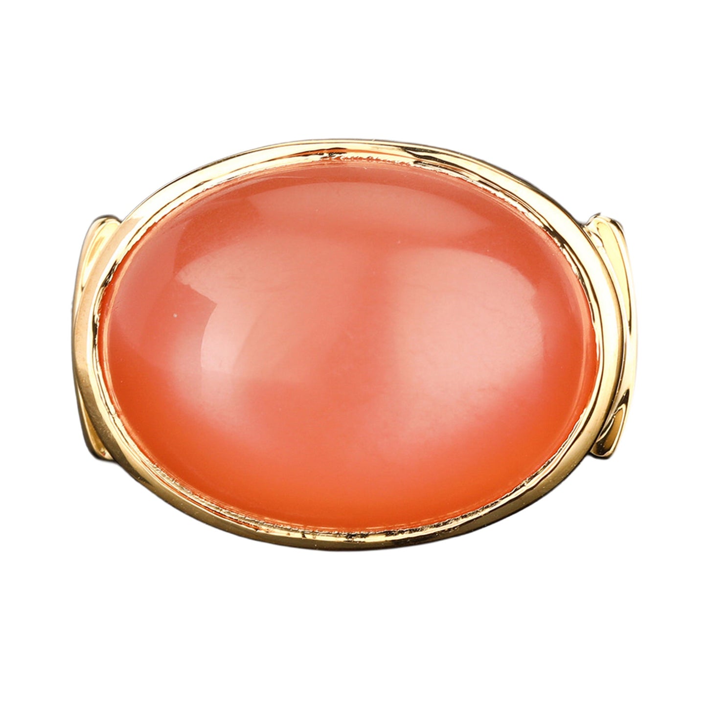 Peach Moonstone Ring 9.5 Carats Gold Plated Silver