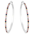 Natural Multicolor Sapphire Hoop Earrings 2.16 Carats Sterling Silver