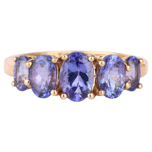 Natural Tanzanite Ring 2.04 Carats 9K Yellow Gold