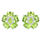 Natural Peridot and White Topaz Floral Earrings 9.3 Carats